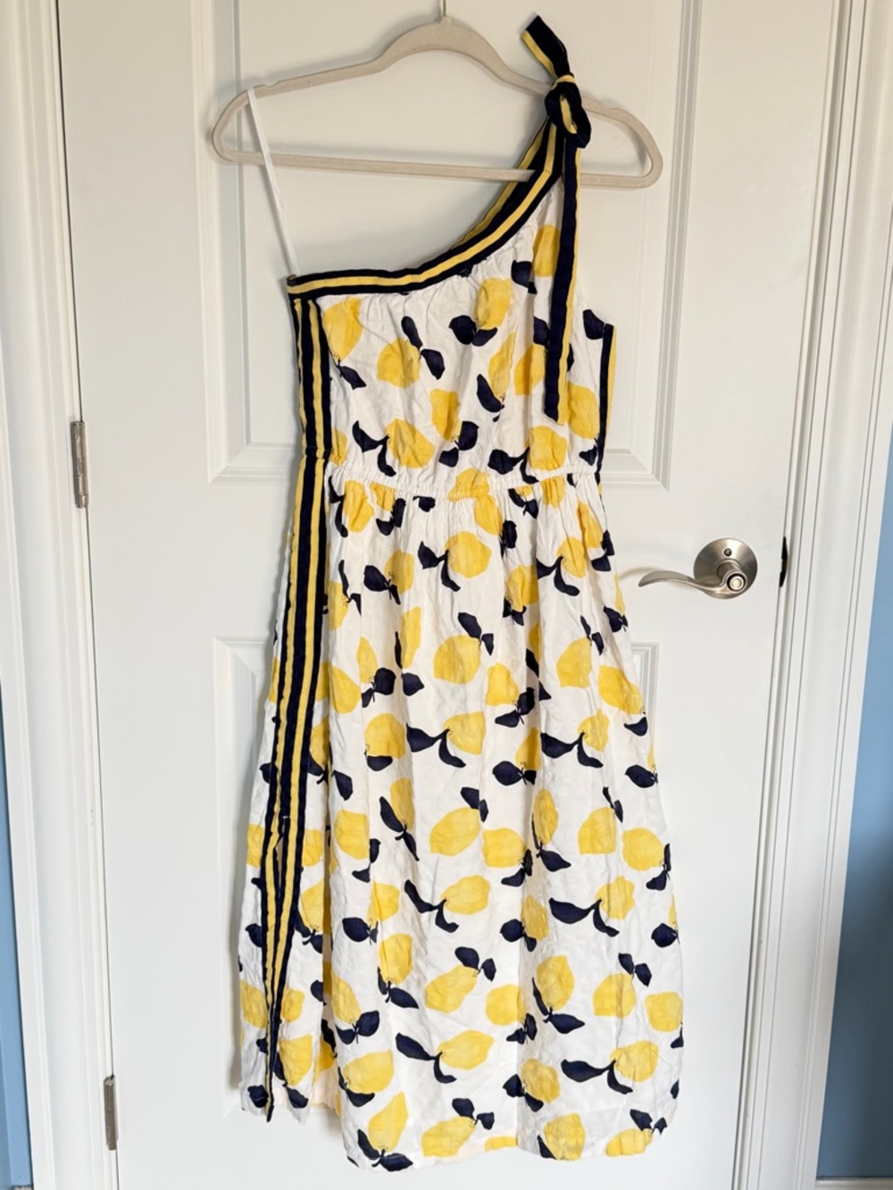New! Loft Lemon Tie One Shoulder Midi Dress Size 2 54493 - Picture 3 of 16